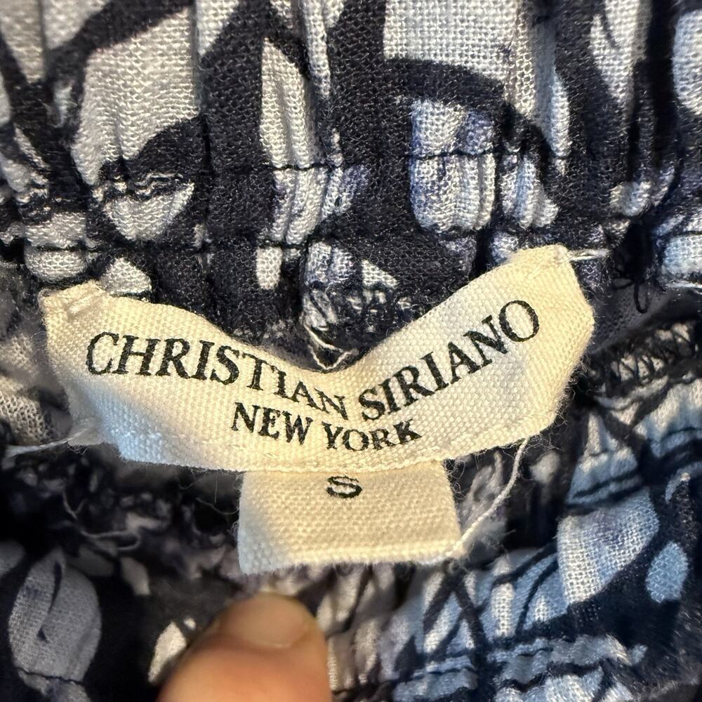 Christian Siriano Linen Blend Joggers Cargo Pockets Blue White Pull on Size S - Picture 9 of 11